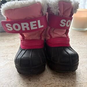 Sorel Fuchsia and Black Kids' Snow Boots